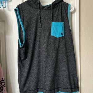Mossimo Supply Co. Charcoal Sleeveless Hoodie with Teal Hood Lining